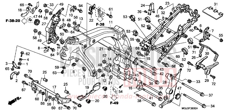 CARROSSERIE DE CHASSIS de CBF1000F ABS PEARL COOL WHITE (NHA16) 2010